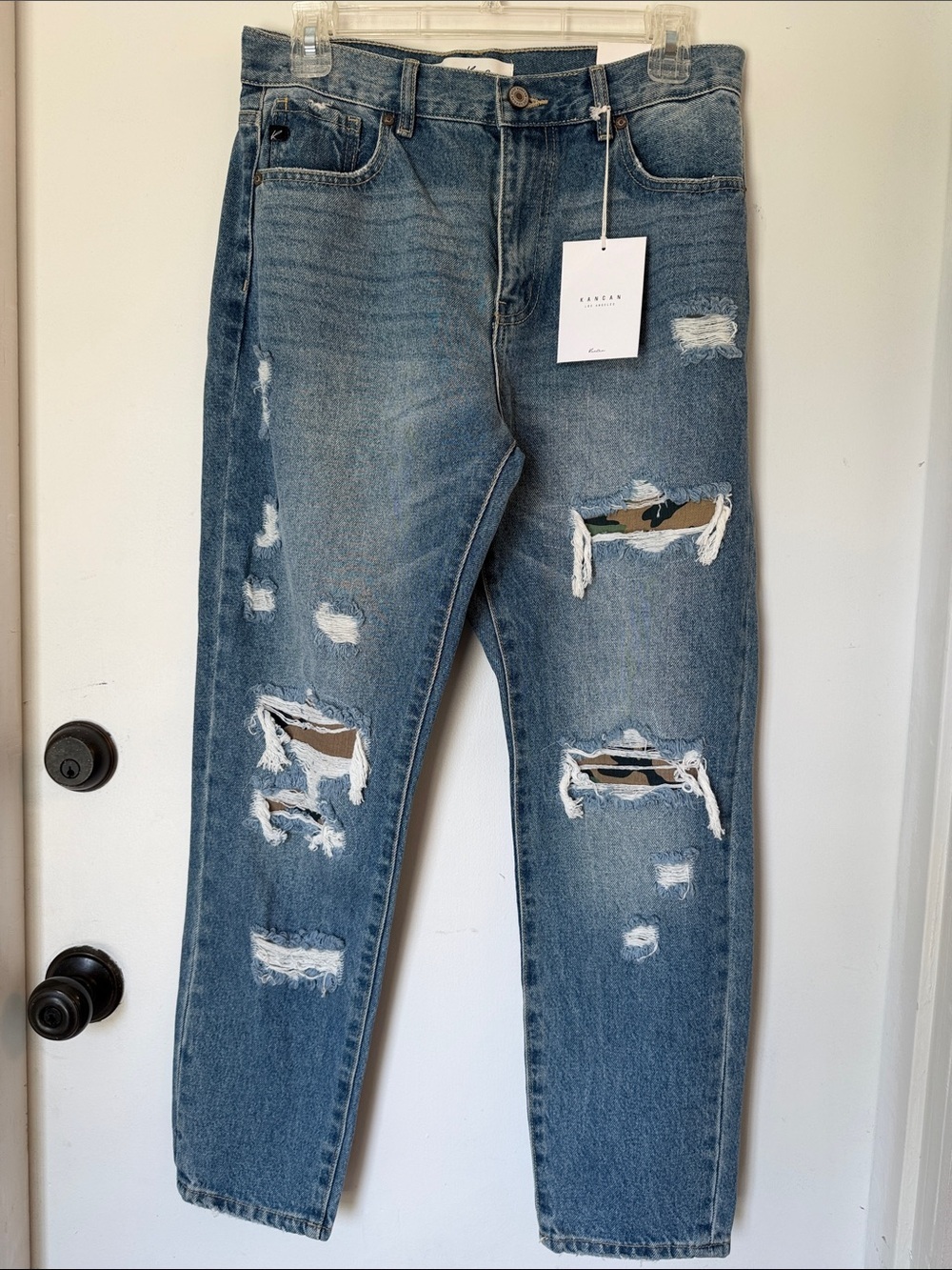 KanCan high rise camo patch distressed jeans various sizes NEW WITH TAGS